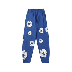 Denim Tears Cotton Wreath Graphic Sweatpants - Royal Blue / Relaxed Streetwear Fit