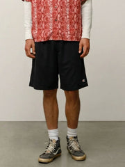 Champion Style Embroidered Cotton Mesh Relaxed Athletic Shorts