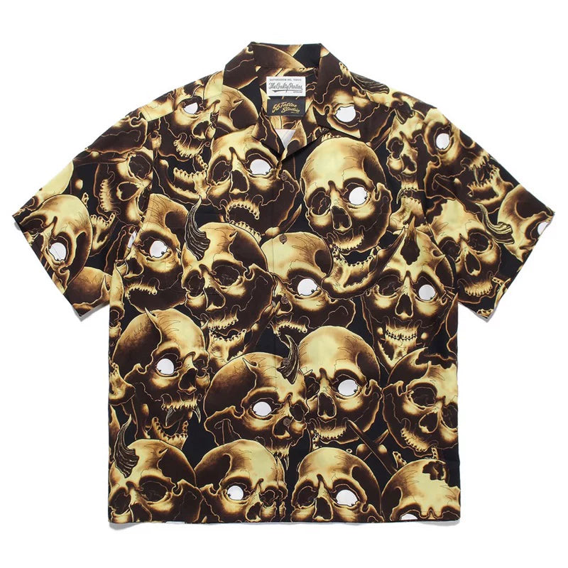 WACKO MARIA 56 Tattoo Studio Skull Hawaiian Shirt
