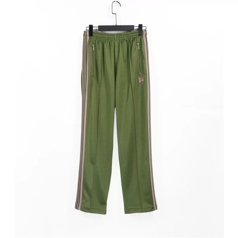Needles Style Butterfly Embroidered Stripe Track Pants