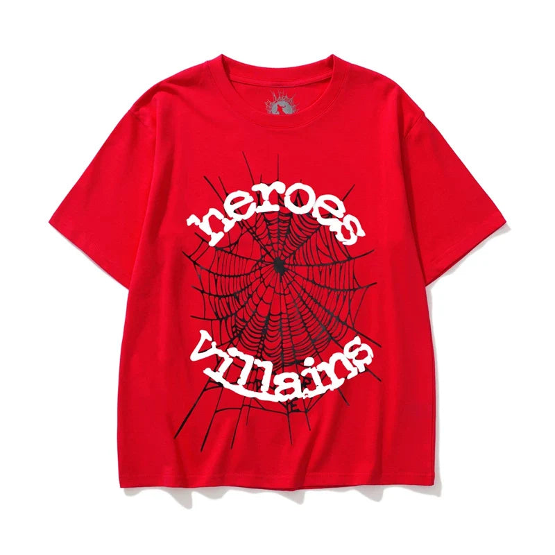 Sp5der x Metro Boomin "Heroes & Villains" Spider Web Red Short Sleeve T-Shirt