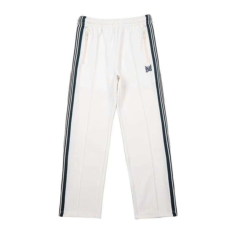 Needles Style Butterfly Embroidered Stripe Track Pants