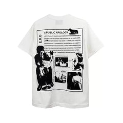 ERD Vintage Distressed A Public Apology White T-Shirt
