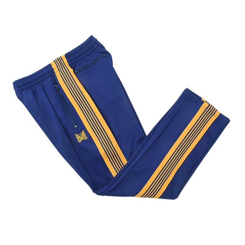 Needles Inspired Butterfly Embroidery Striped Straight Track Pants