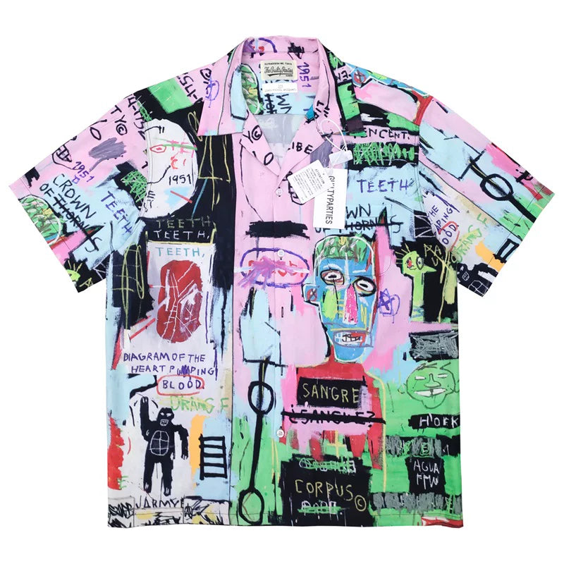 WACKO MARIA Basquiat Graphic Cuban Collar Shirt