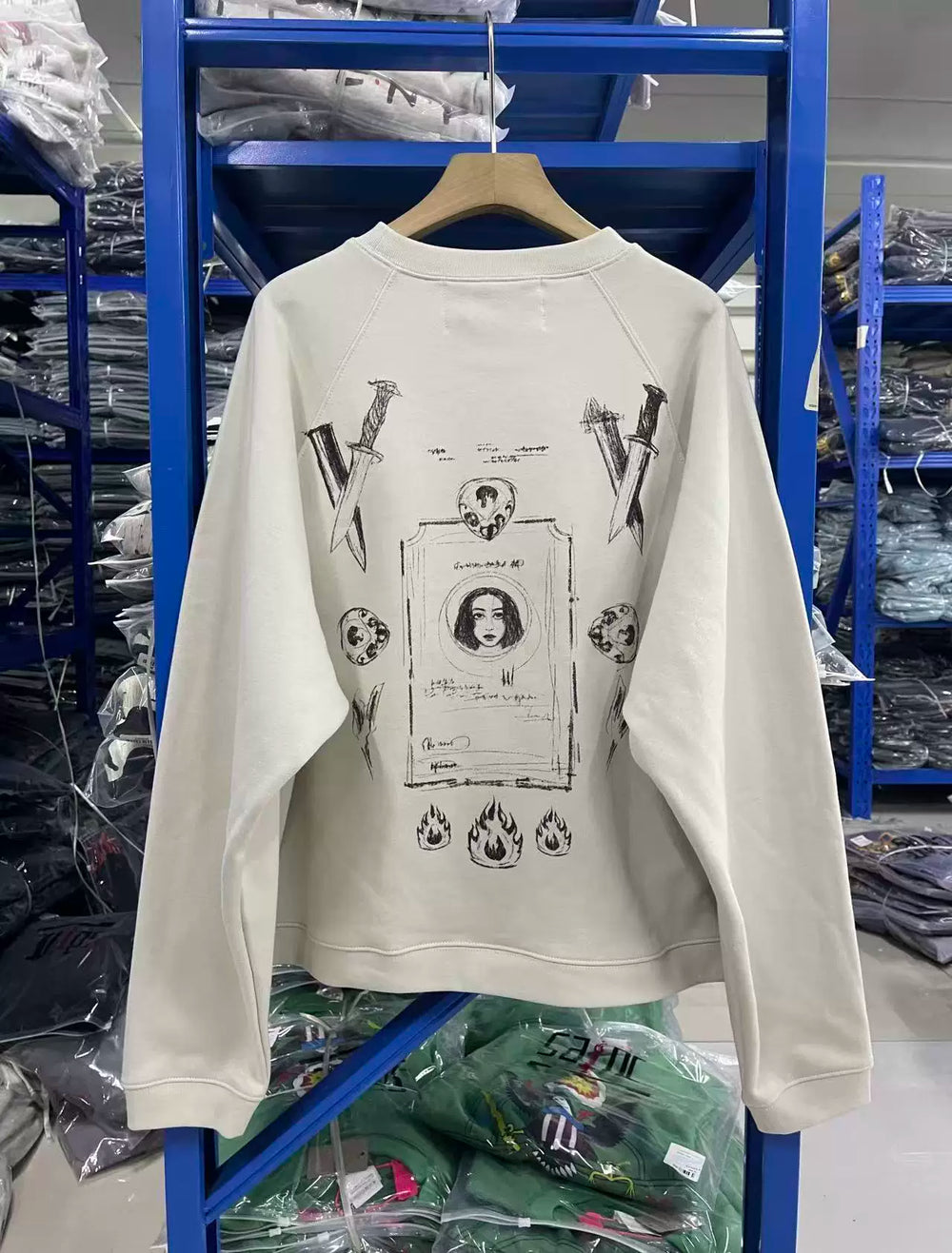 ERD Inspired Cartoon Graphic Raglan Sleeve Streetwear Sweatshirt