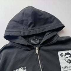 Enfants Riches Deporimes Vintage Washed Black Patchwork Hoodie