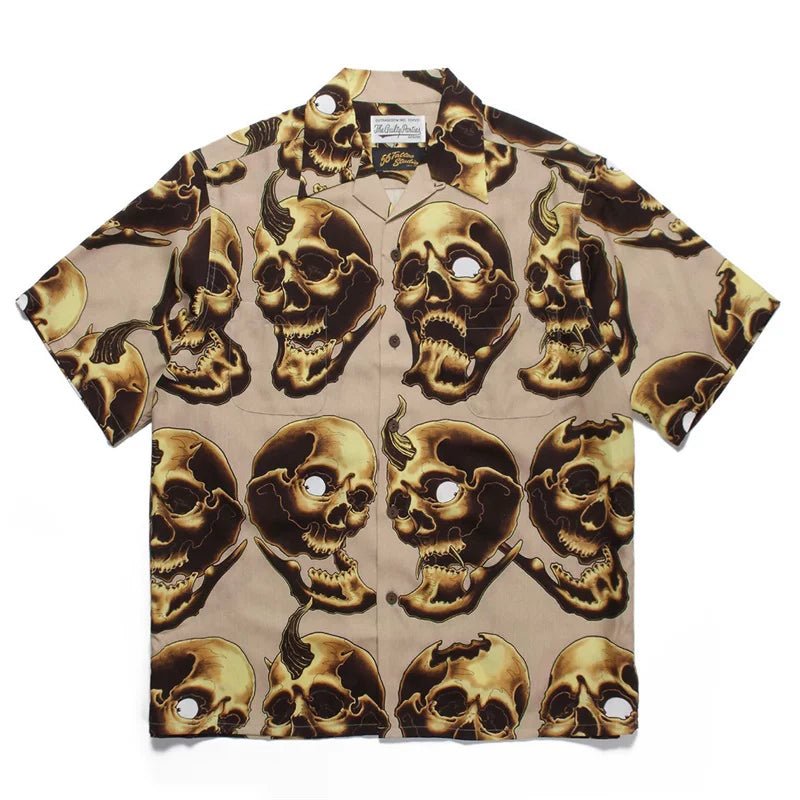 WACKO MARIA 56 Tattoo Studio Skull Hawaiian Shirt
