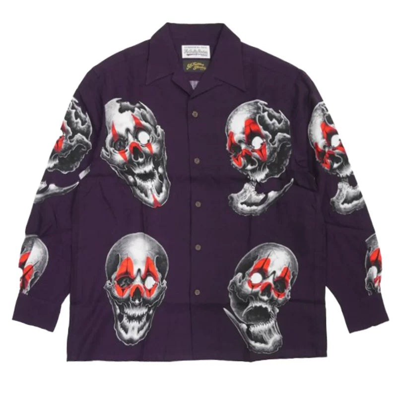 WACKO MARIA Check Open Collar Long Sleeve Shirt