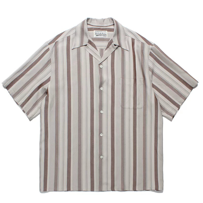 WACKO MARIA Check Stripe Rayon Hawaiian Shirt