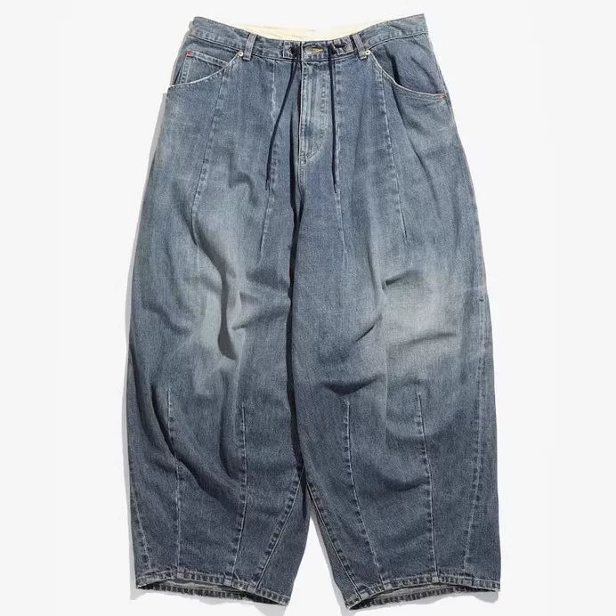 Needles Style Heavyweight Washed Wide Leg Denim Jeans