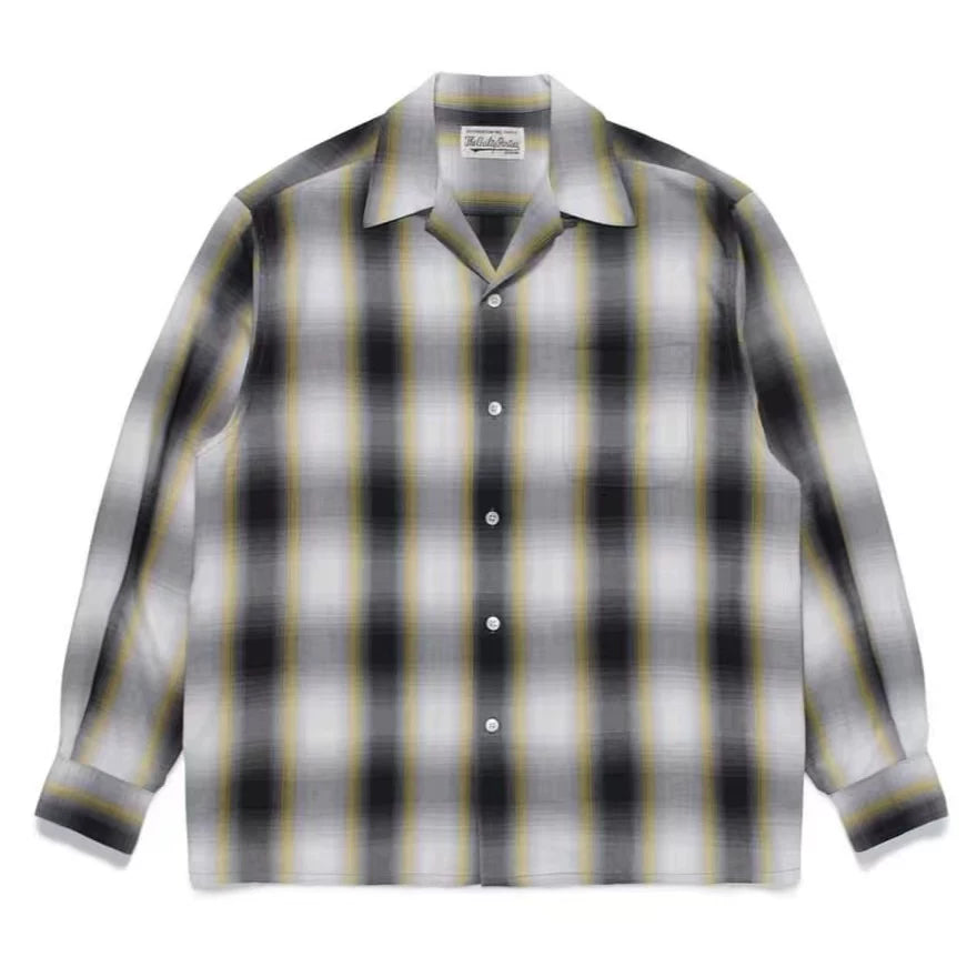 WACKO MARIA Check Open Collar Long Sleeve Shirt