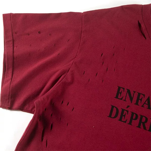 ERD melancholic Oversized Distressed Slogan Graphic Tee