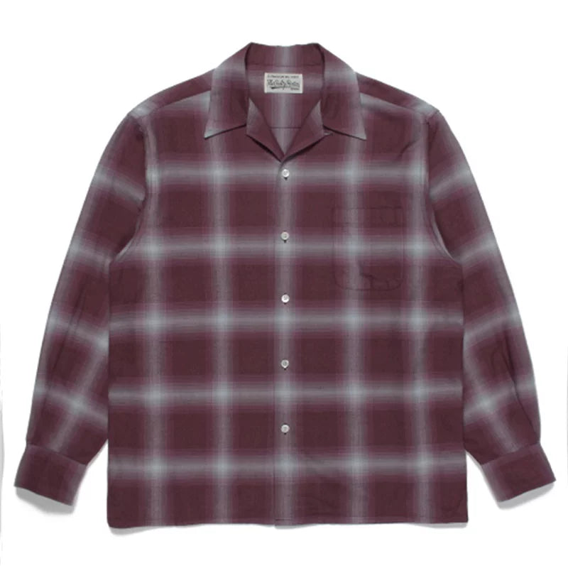 WACKO MARIA Check Open Collar Long Sleeve Shirt