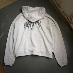 ERD Vintage Distressed Character Print Grey Pullover Hoodie