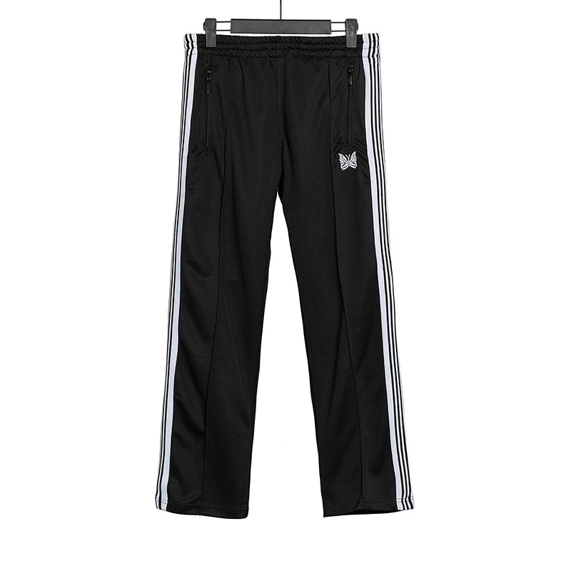 Needles Style Butterfly Embroidered Stripe Track Pants