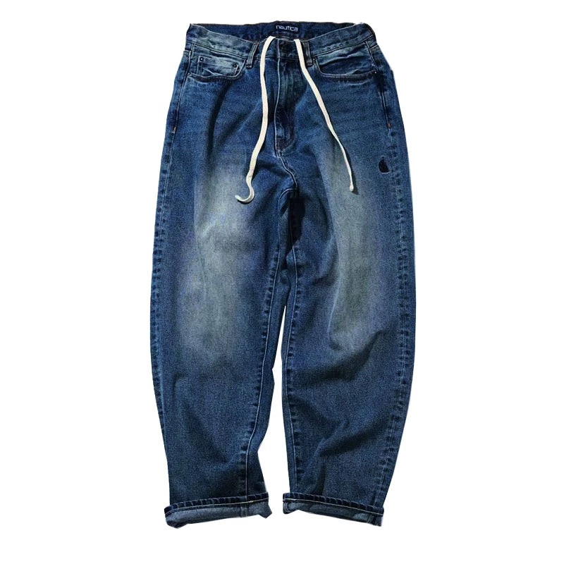 Nautica Style Drawstring Relaxed Tapered Denim Pants