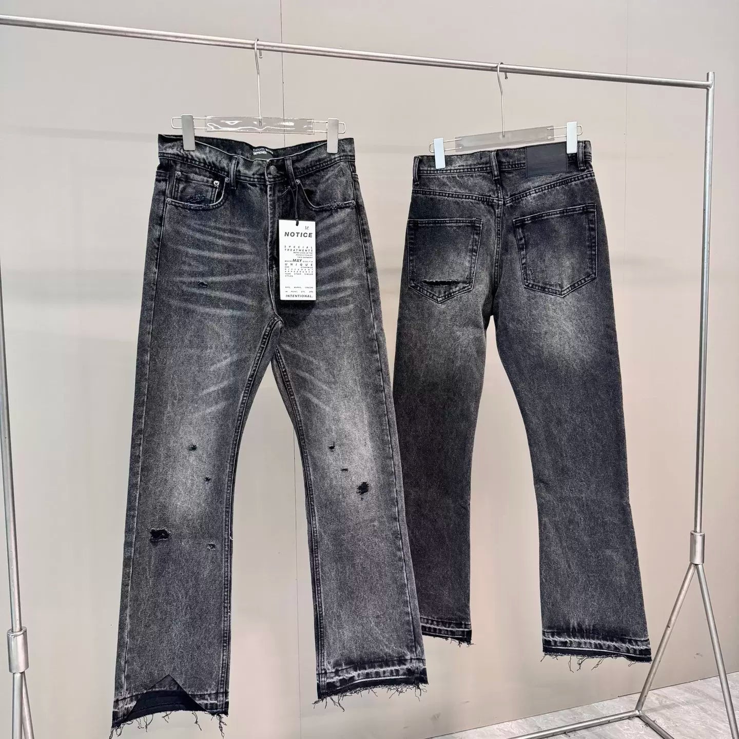 ERD Distressed Washed Oversized Straight Leg Jeans