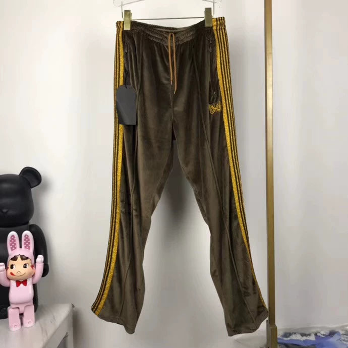 Needles Style Velour Butterfly Embroidered Track Pants