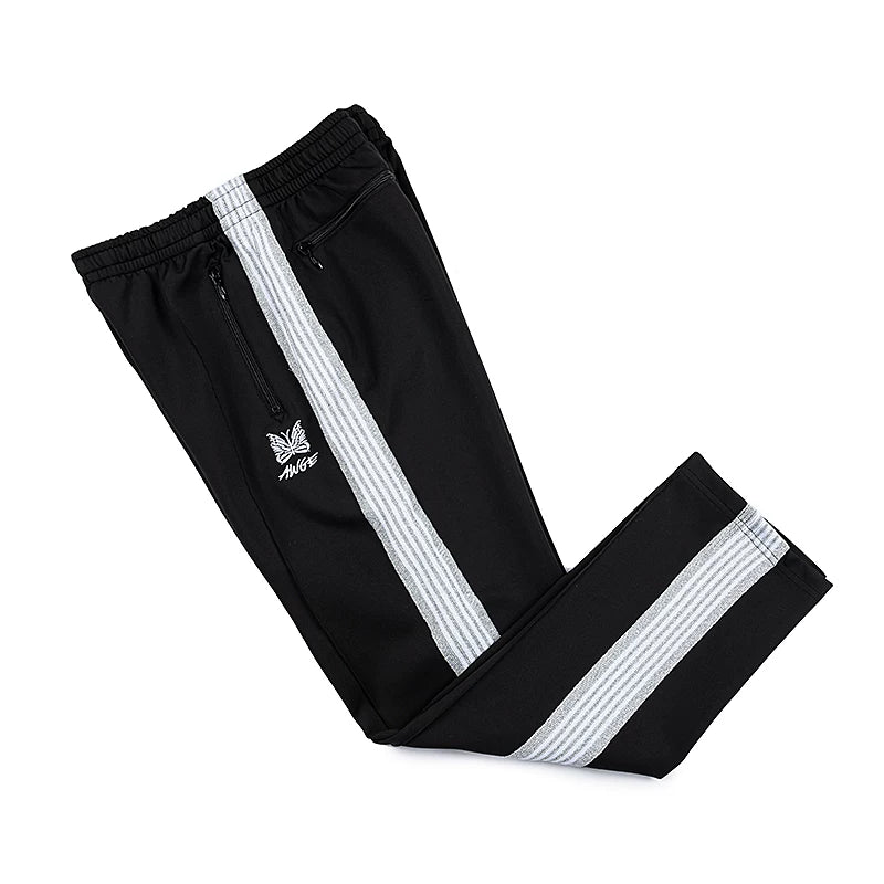 Needles Inspired Butterfly Embroidery Striped Straight Track Pants