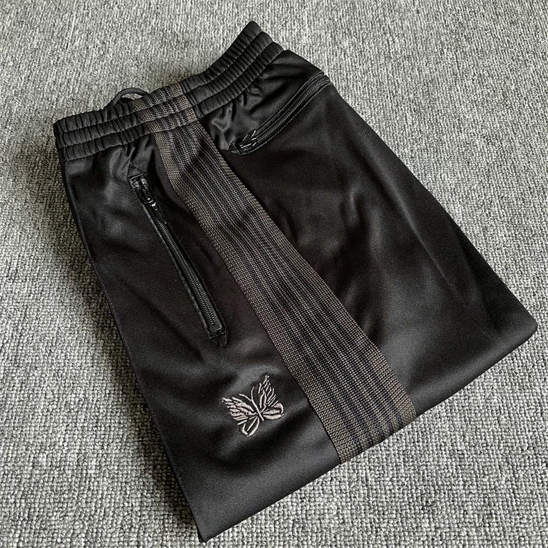 Needles Style Vintage Butterfly Embroidery Striped Track Pants