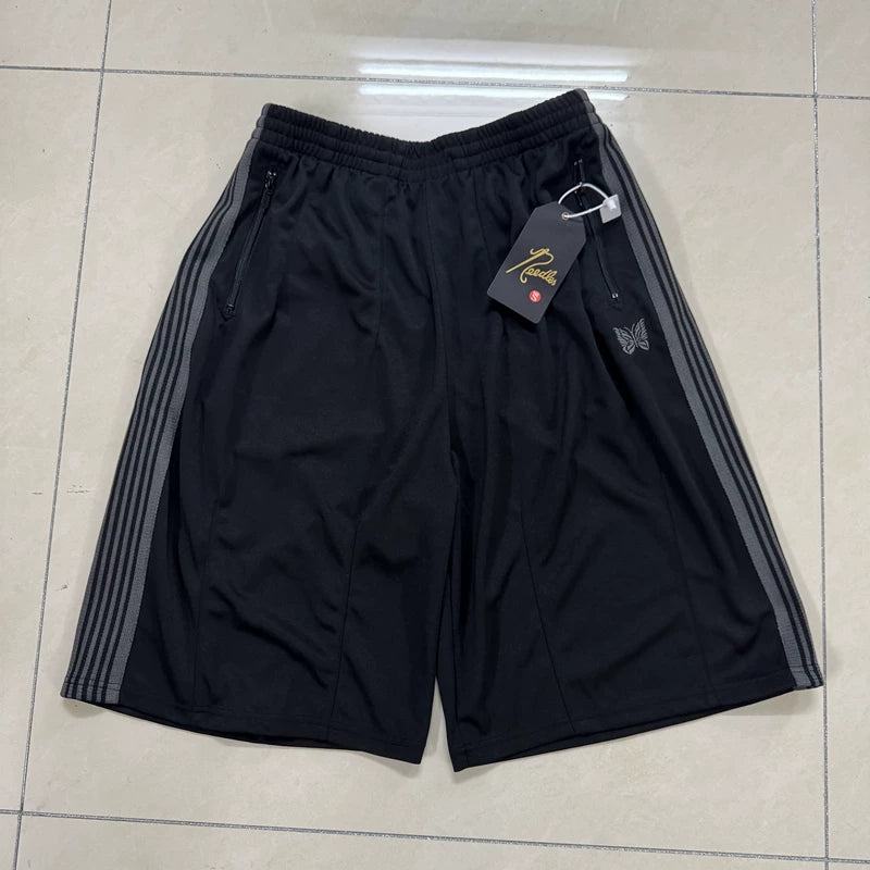 Needles Style Striped Wide Leg Three Quarter Shorts