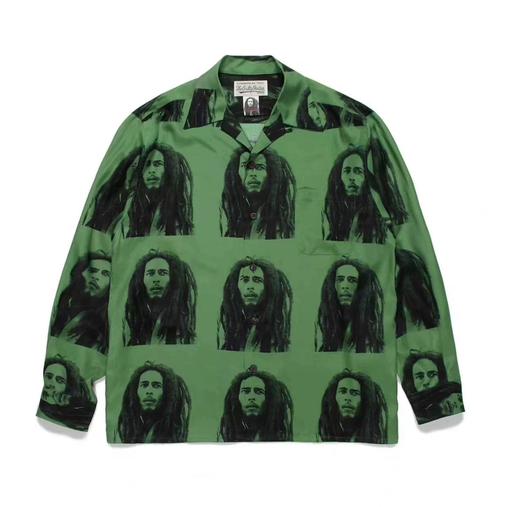 WACKO MARIA Check Open Collar Long Sleeve Shirt