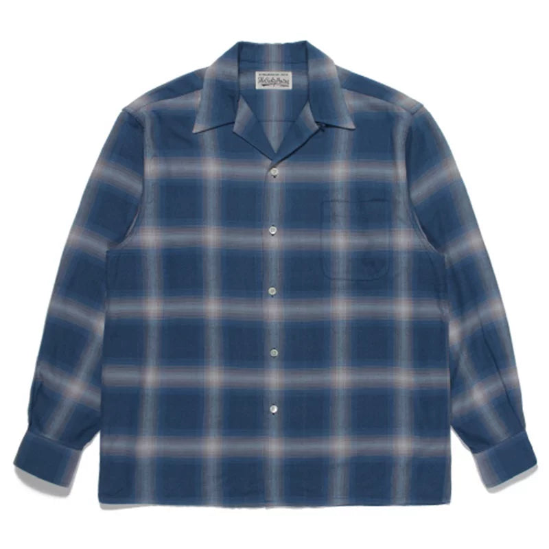 WACKO MARIA Check Open Collar Long Sleeve Shirt
