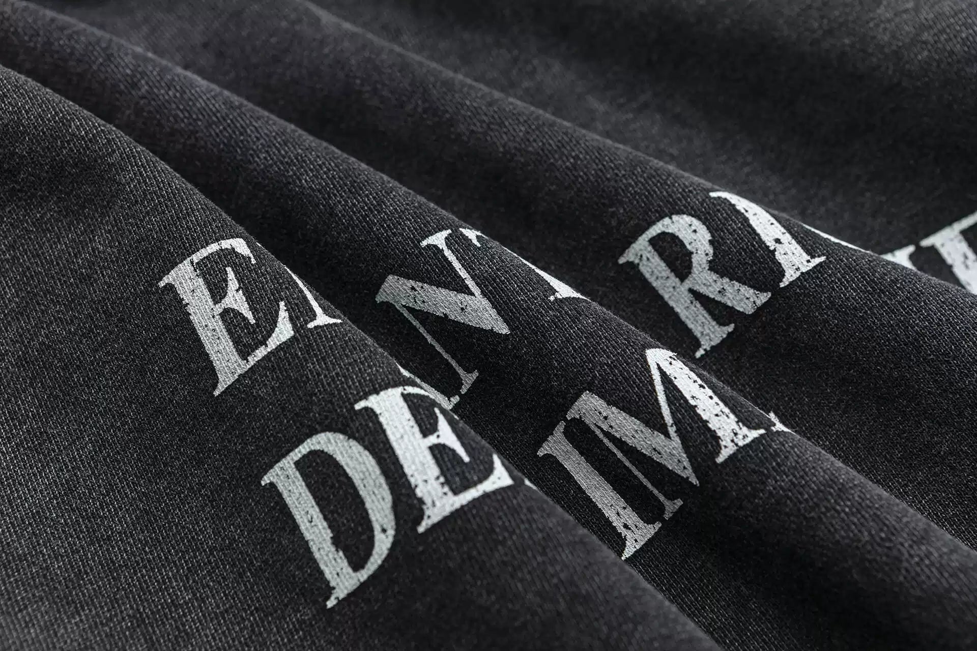 ERD melancholic Washed Black Oversized Slogan Hoodie