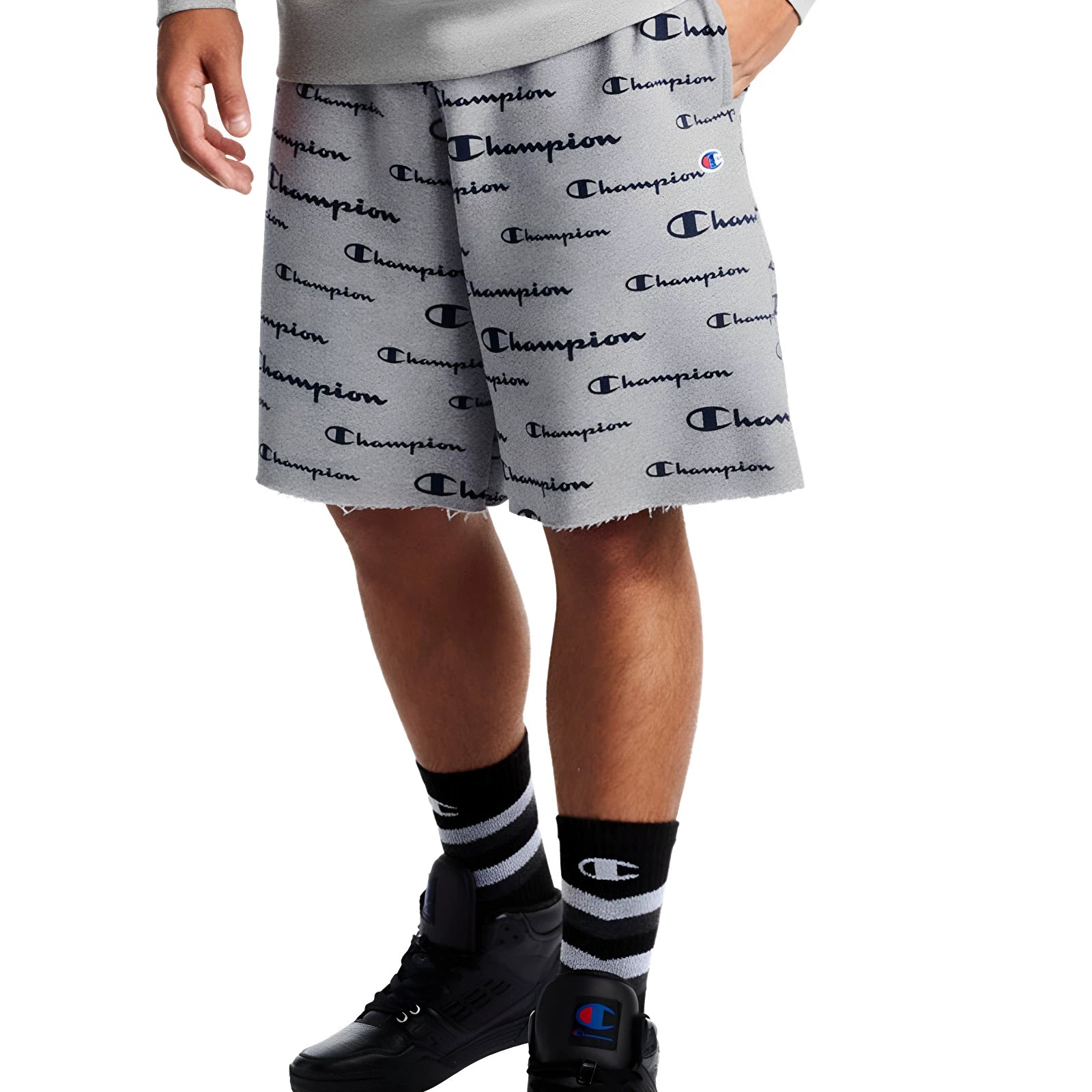 Champion Style Script Logo All Over Print Shorts
