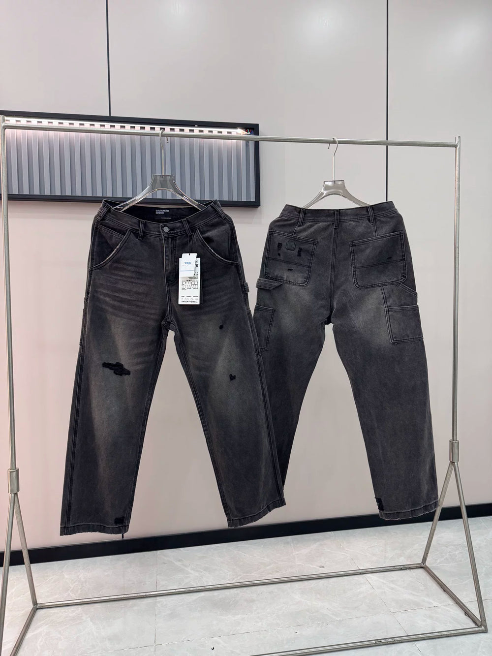 ERD melancholic rich second-generation High Street Distressed Straight Denim Pants