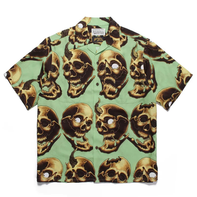 WACKO MARIA Inspired Hawaiian Cuban Collar Wolf Shirt