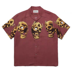 WACKO MARIA 56 Tattoo Studio Skull Hawaiian Shirt