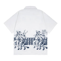 ERD melancholic Oversized Portrait Graphic Cuban Collar Shirt