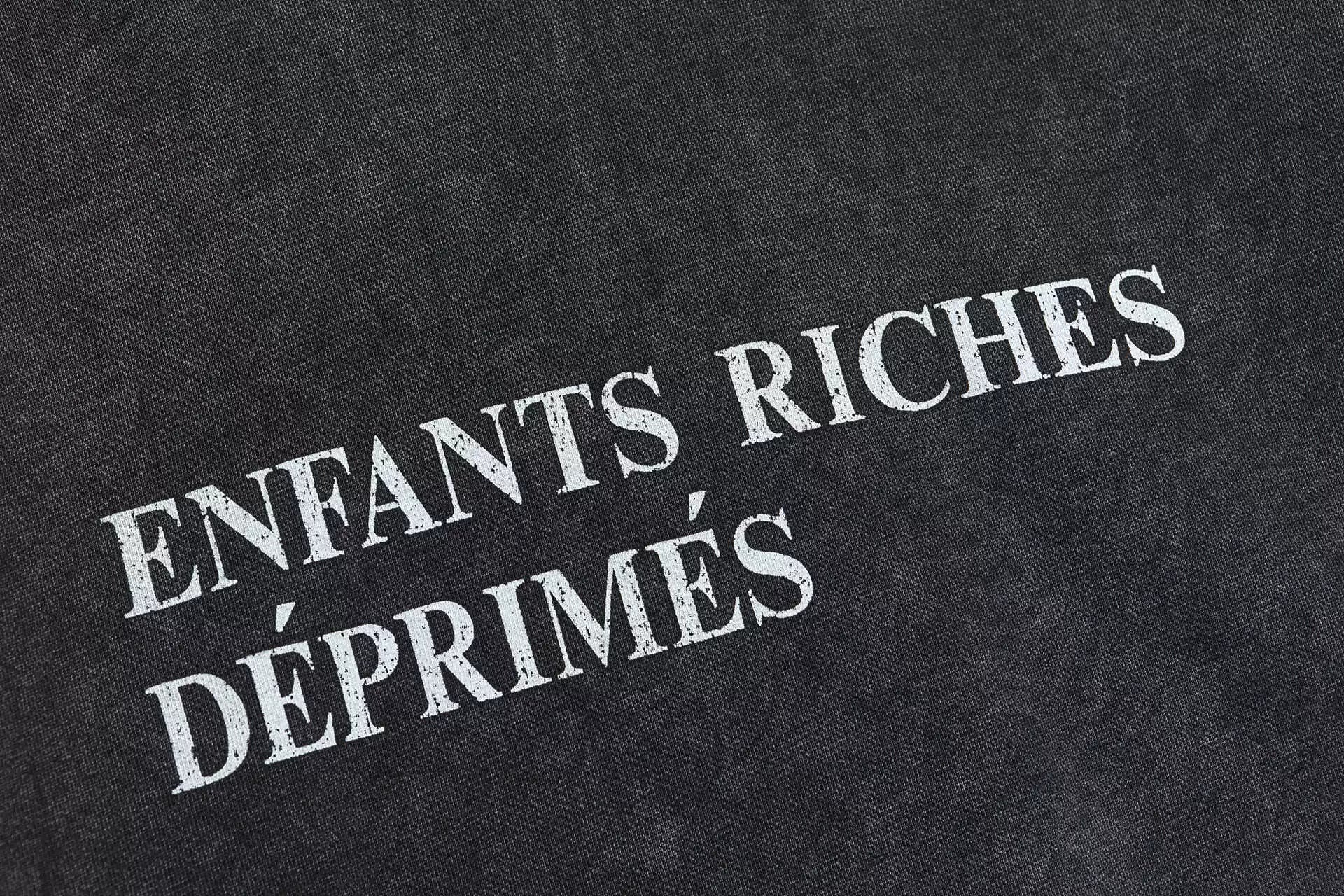 ERD melancholic Washed Black Oversized Slogan Hoodie