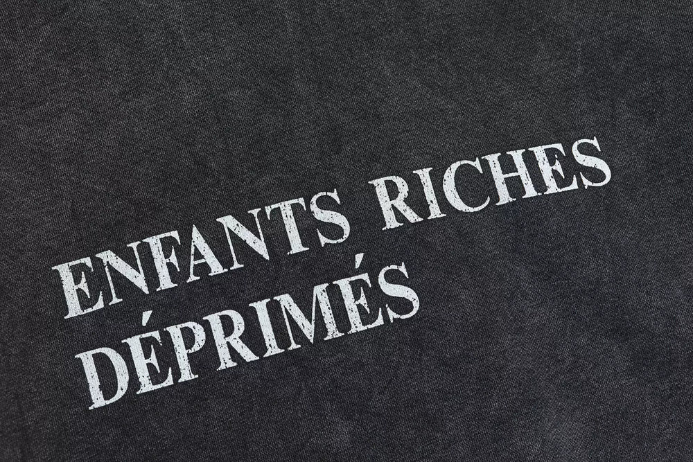 ERD melancholic Washed Black Oversized Slogan Hoodie