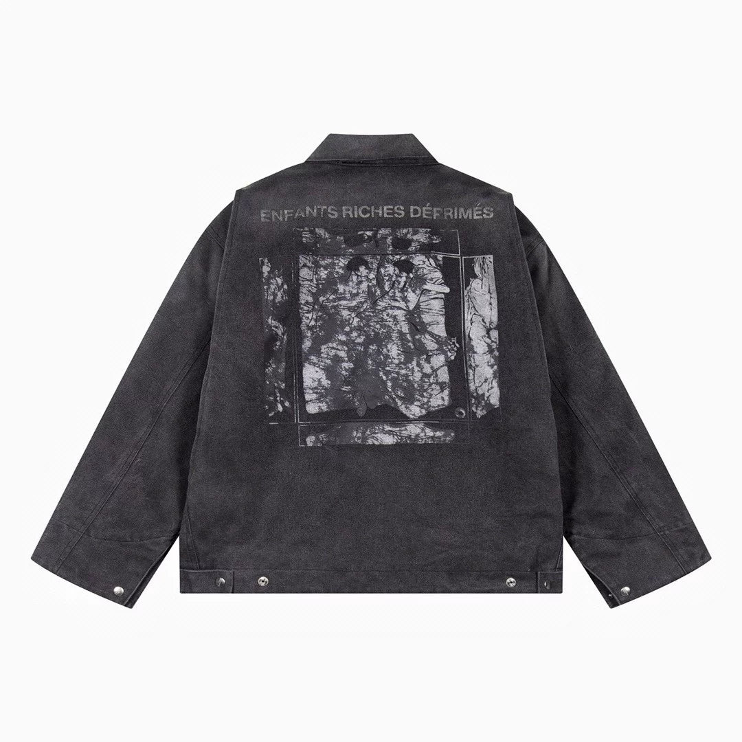 ERD melancholic Vintage Detroit Washed Canvas Collared Jacket