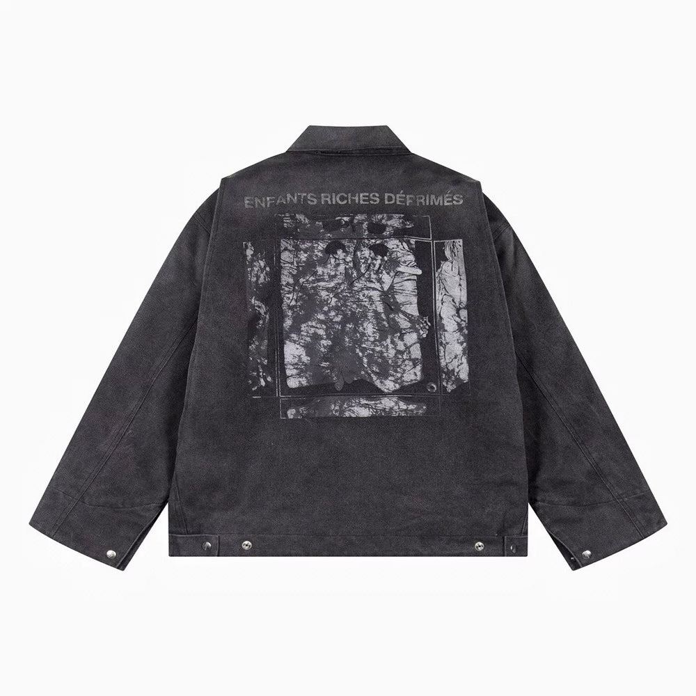 ERD melancholic Vintage Detroit Washed Canvas Collared Jacket