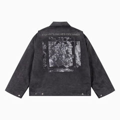 ERD melancholic Vintage Detroit Washed Canvas Collared Jacket