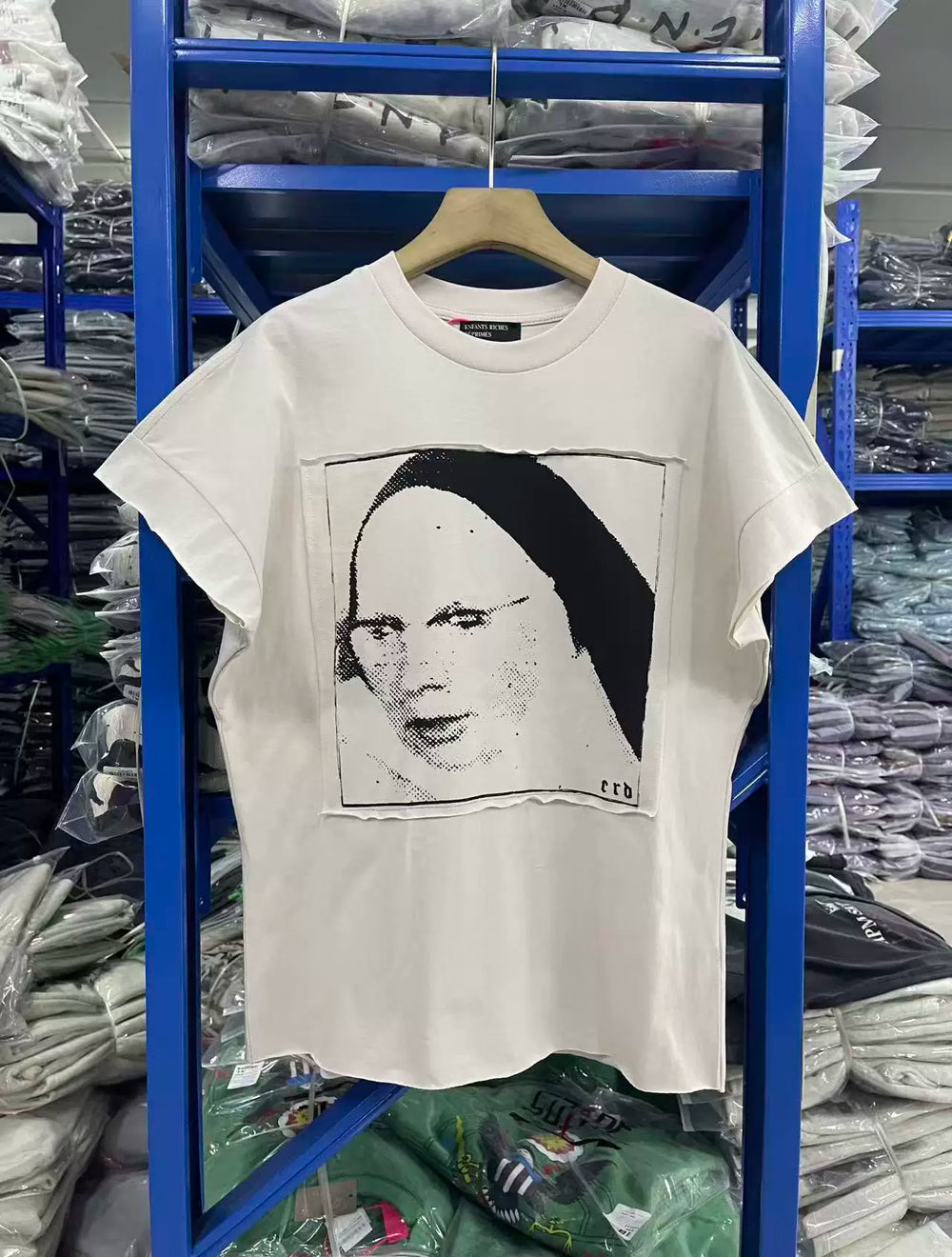ERD Inspired Portrait Patchwork Muddy White Cotton Tee