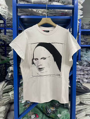 ERD Inspired Portrait Patchwork Muddy White Cotton Tee