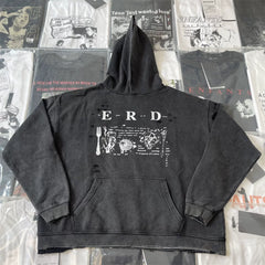 ERD melancholic Washed Fleece Oversized Graphic Hoodie