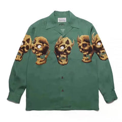 WACKO MARIA Check Open Collar Long Sleeve Shirt