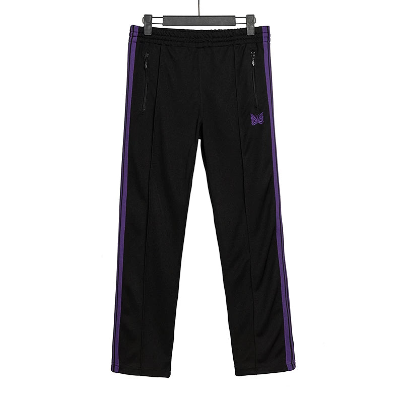 Needles Style Butterfly Embroidered Stripe Track Pants