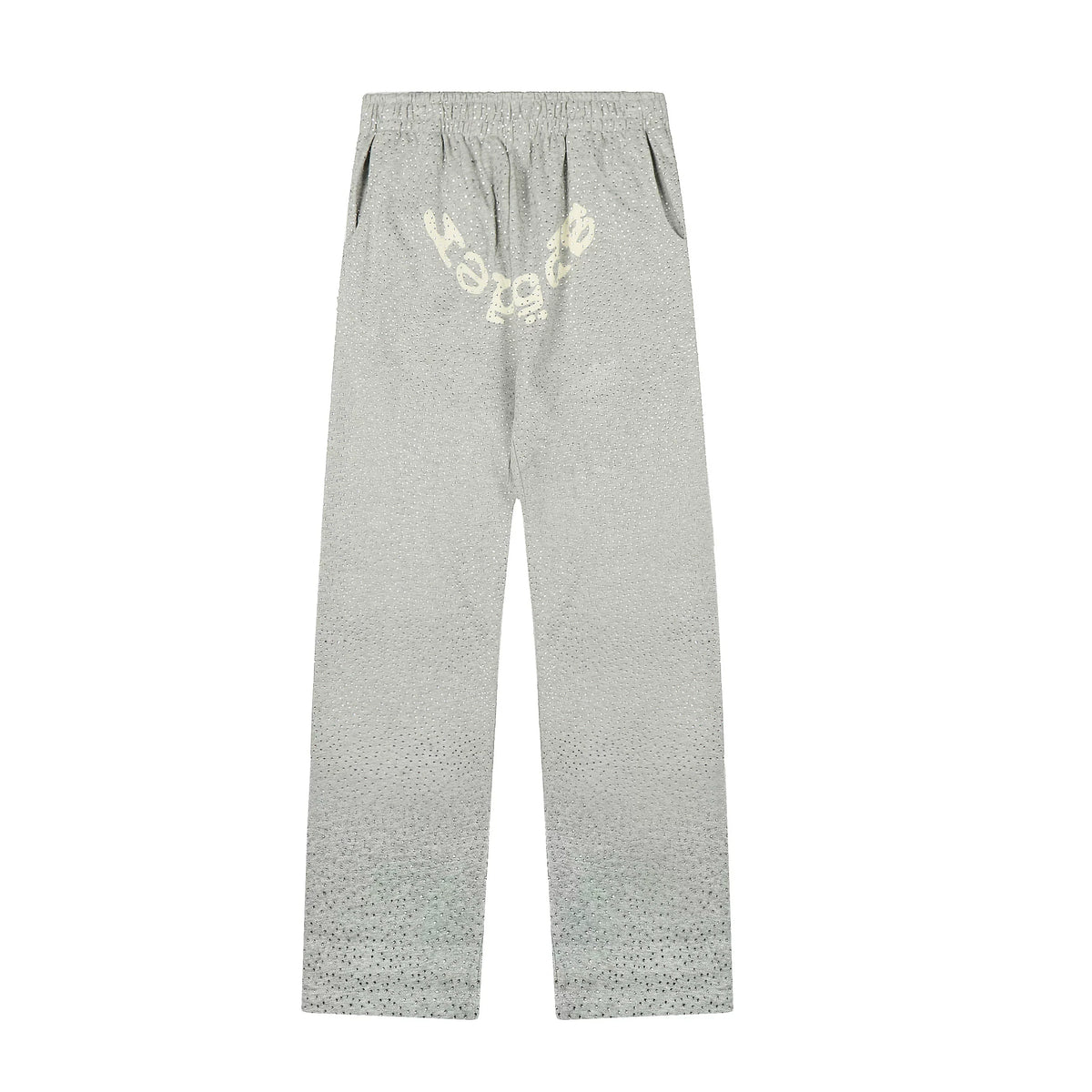 Sp5der Rhinestone Letter Graphic Grey Casual Sweatpants
