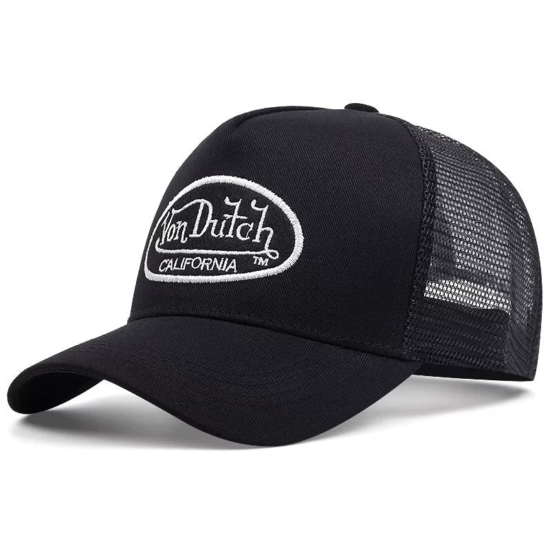 Von Dutch Vintage Letter Embroidered Mesh Trucker Hat