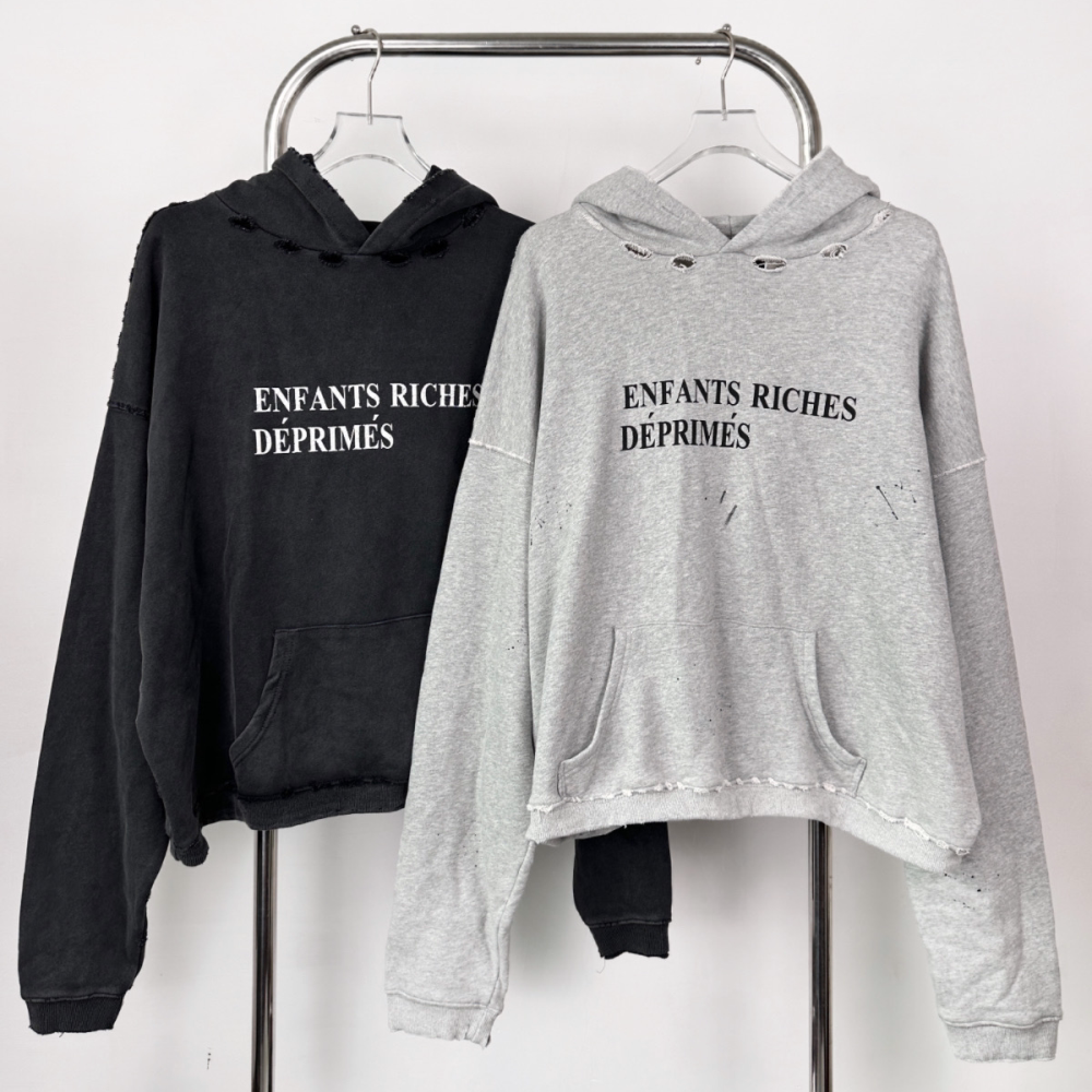 ERD's melancholic Distressed Oversized Logo Pullover Hoodie