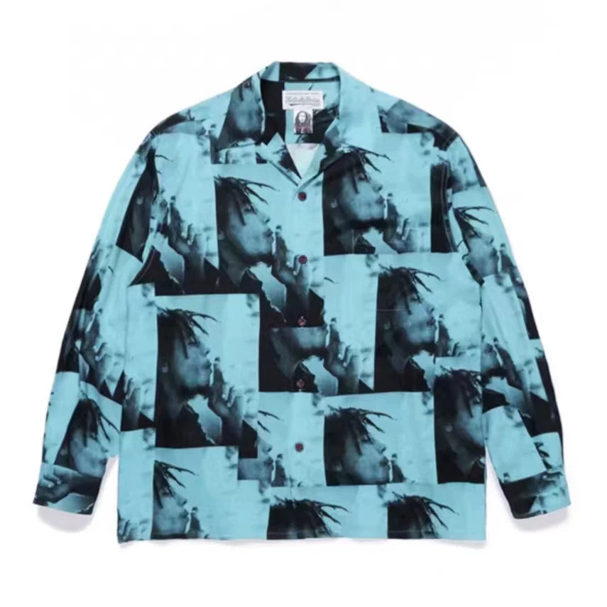 WACKO MARIA Check Open Collar Long Sleeve Shirt