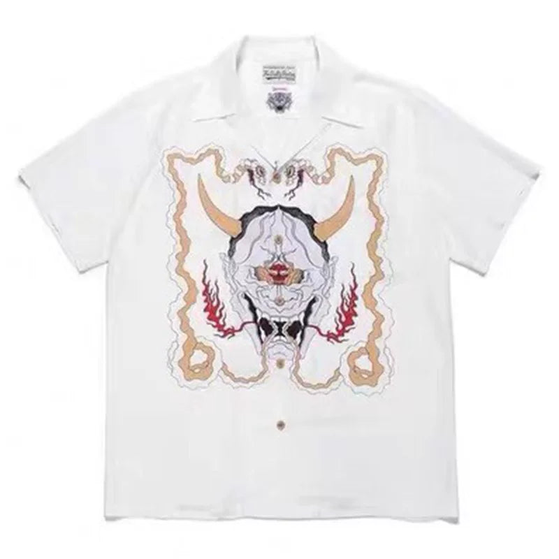 WACKO MARIA Inspired Hawaiian Cuban Collar Wolf Shirt