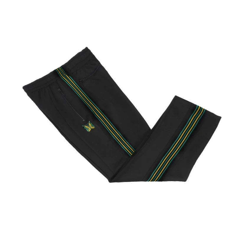 Needles Inspired Butterfly Embroidery Striped Straight Track Pants
